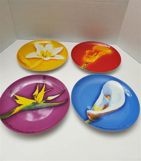 4 Givenchy Paris Flower Dinner Plates Les Fleurs 